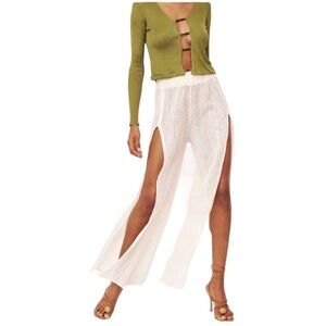 Savannah Morrow Deia Pant Ivory Linen Blend Size XXL